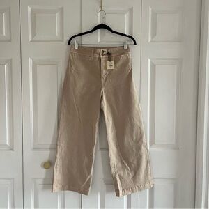 NWT francesca’s tgla tan/cream high-waisted wide-leg trousers